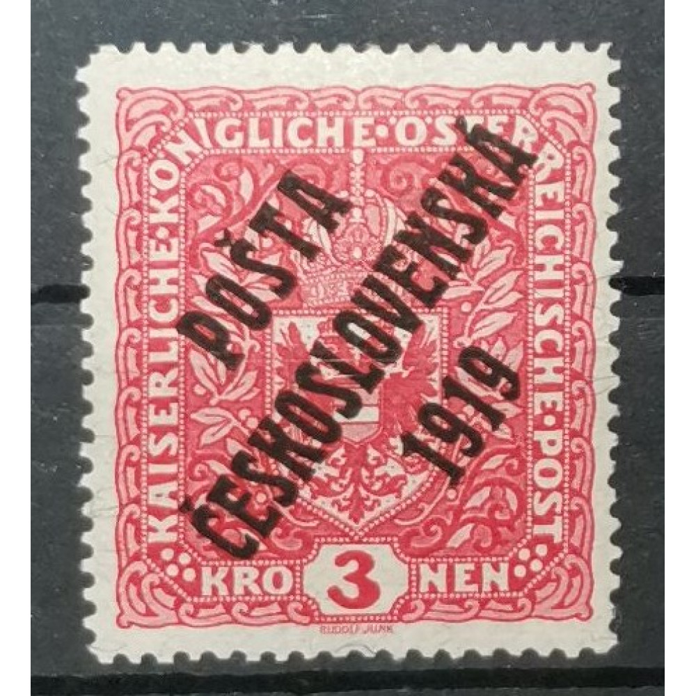 Briefmarke Tschechoslowakie PČ 1919, 3K, Mi.56, MH* 