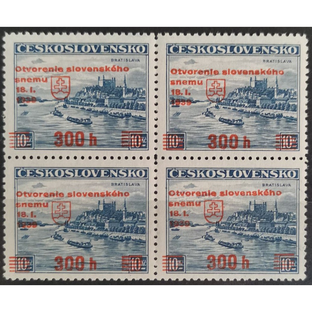 Bloque de cuatro Checoslovaquia, 300h/10 Kč, Mi.405, MNH** 