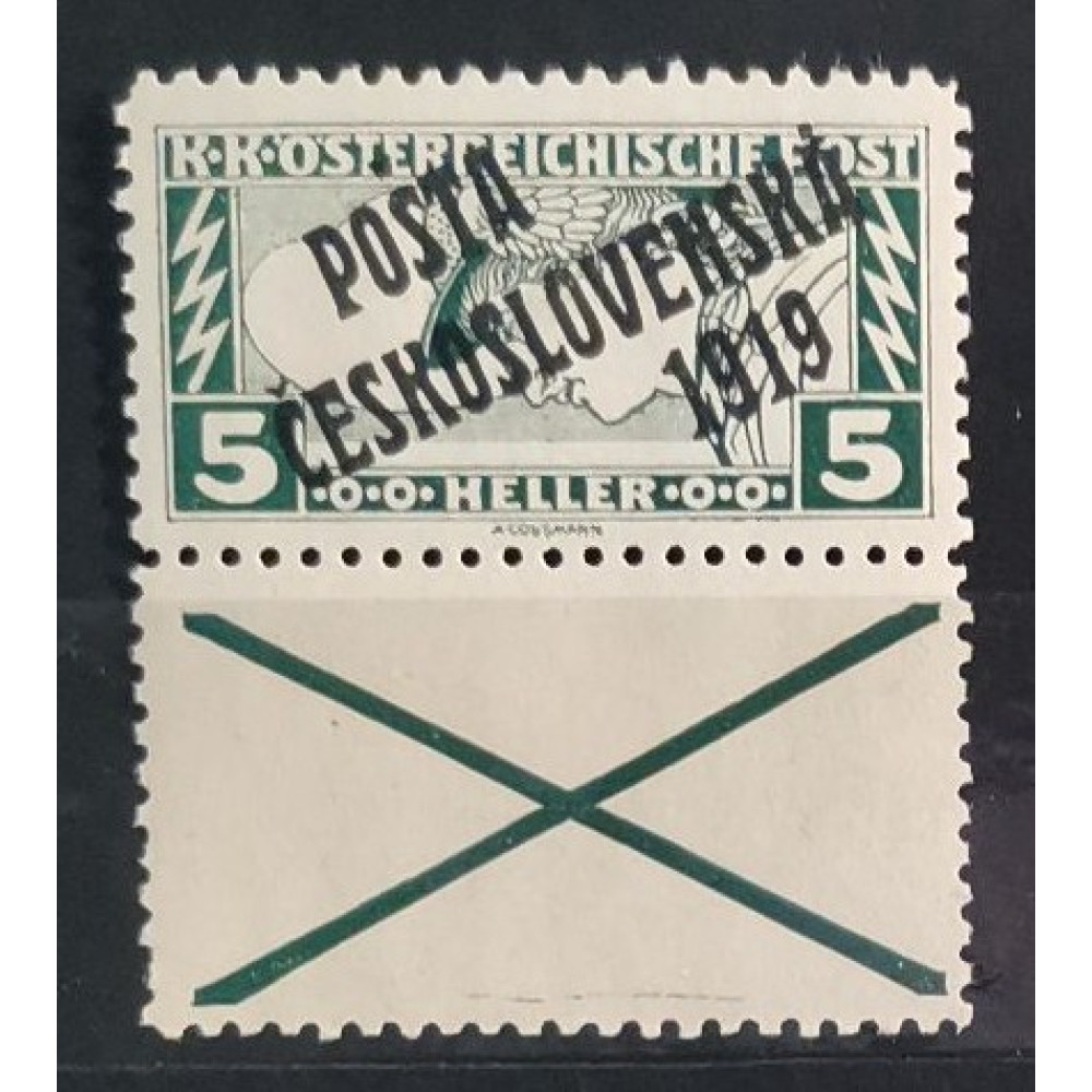 Sello con viñetas Checoslovaquia PČ 1919, 5h, Mi., MH* 