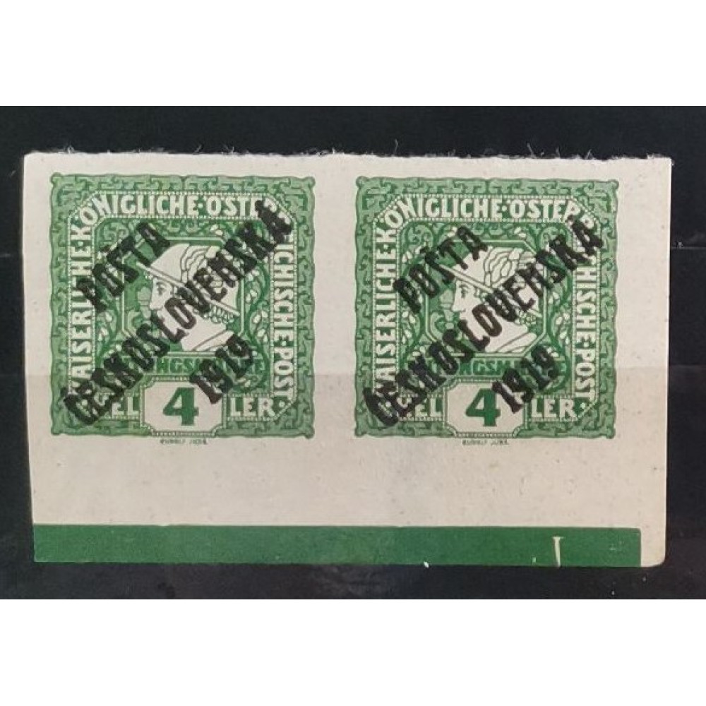 Briefmarke mit Ziefeldern Tschechoslowakie PČ 1919, 4h, Mi.100, MNH** 