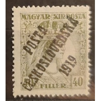 Známka ČSR PČ 1919, 40f, Pof.122*, III. typ přetisku 