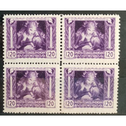 Bloque de cuatro Checoslovaquia, 120h, Mi.39, MNH** 