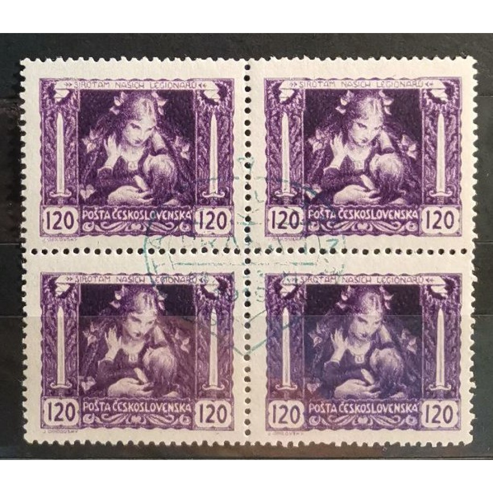 Viererblock Tschechoslowakie, 120h, Mi.39, MNH**, zoubkování: A