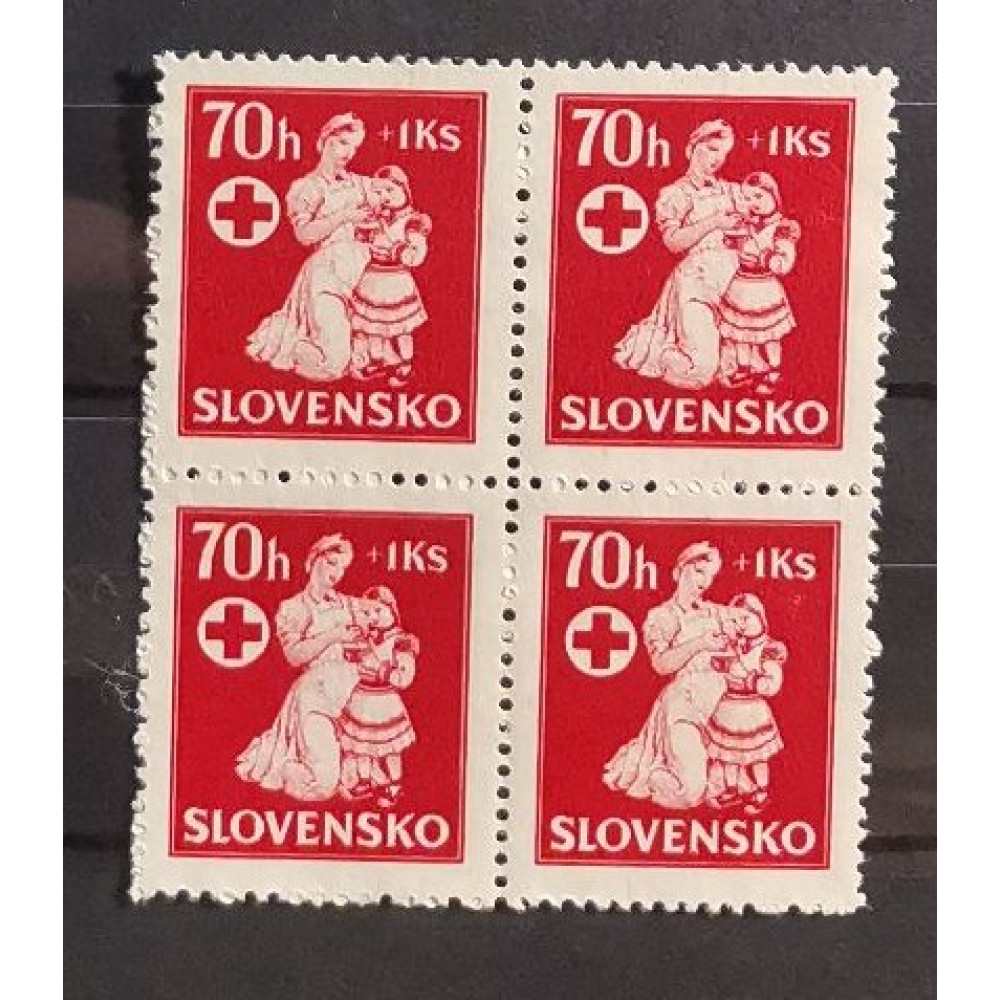 Viererblock Slowakischer Staat, 70+1 H/Ks, Mi.113, MNH** 