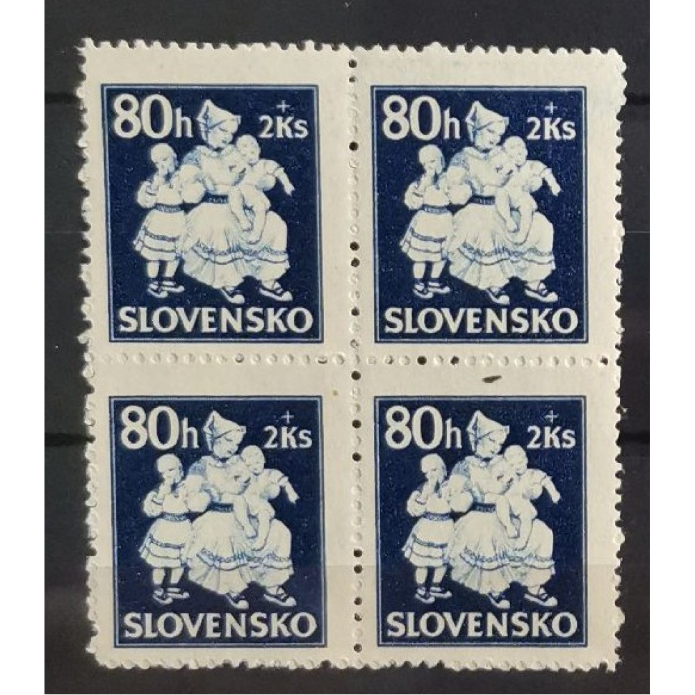Viererblock Slowakischer Staat, 80+2 H/Ks, Mi.114, MNH** 
