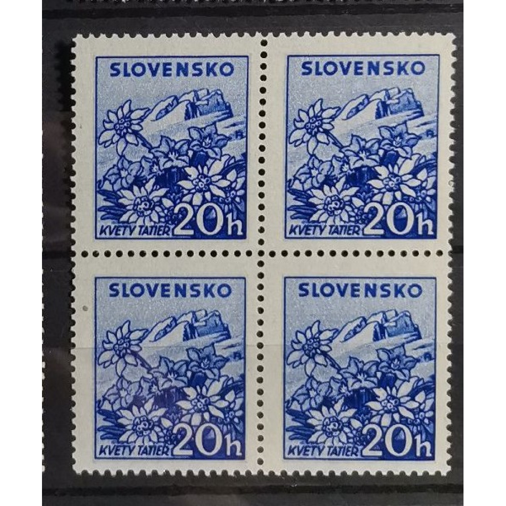 Čtyřblok Slovenský štát, 20H, Pof.107** 