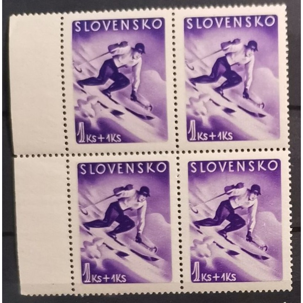 Bloque de cuatro Estado Eslovaco, 1+1 Ks, Mi.148, MNH** 
