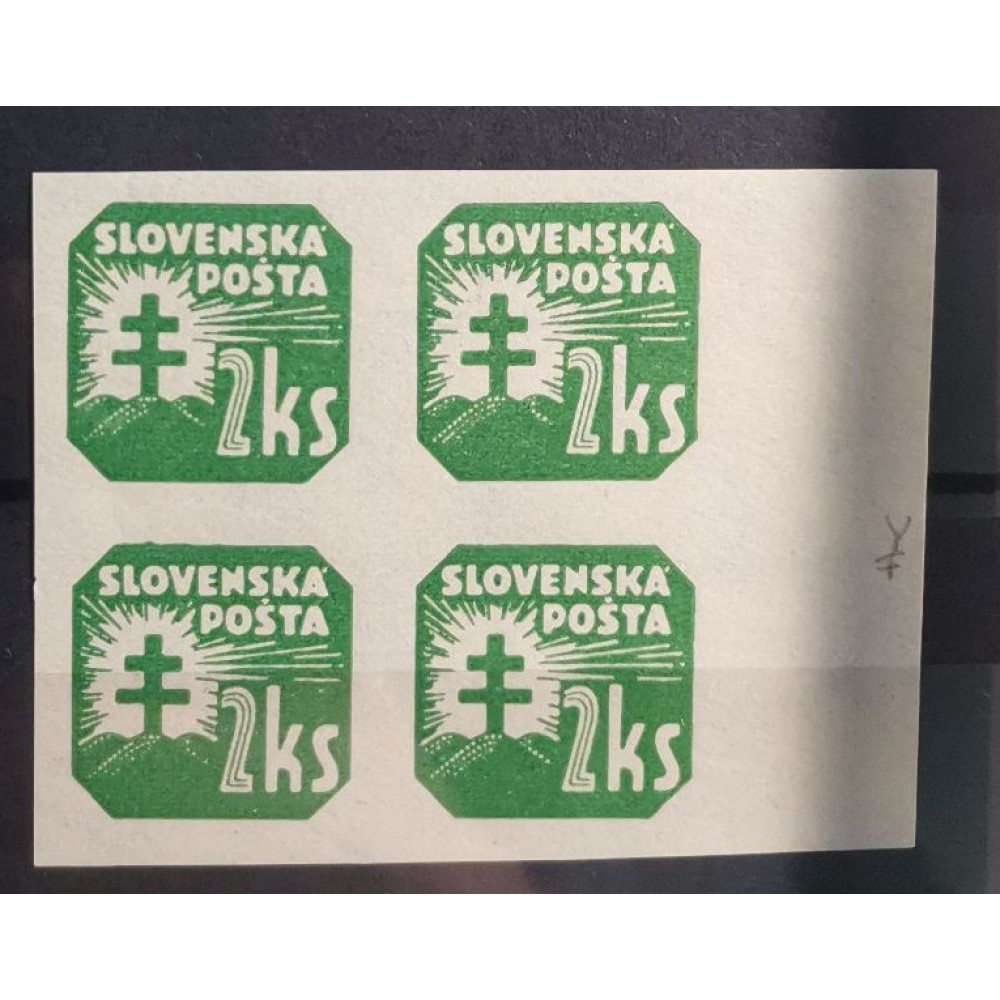 Bloque de cuatro Estado Eslovaco, 2Ks, Mi.66Y, MNH** 
