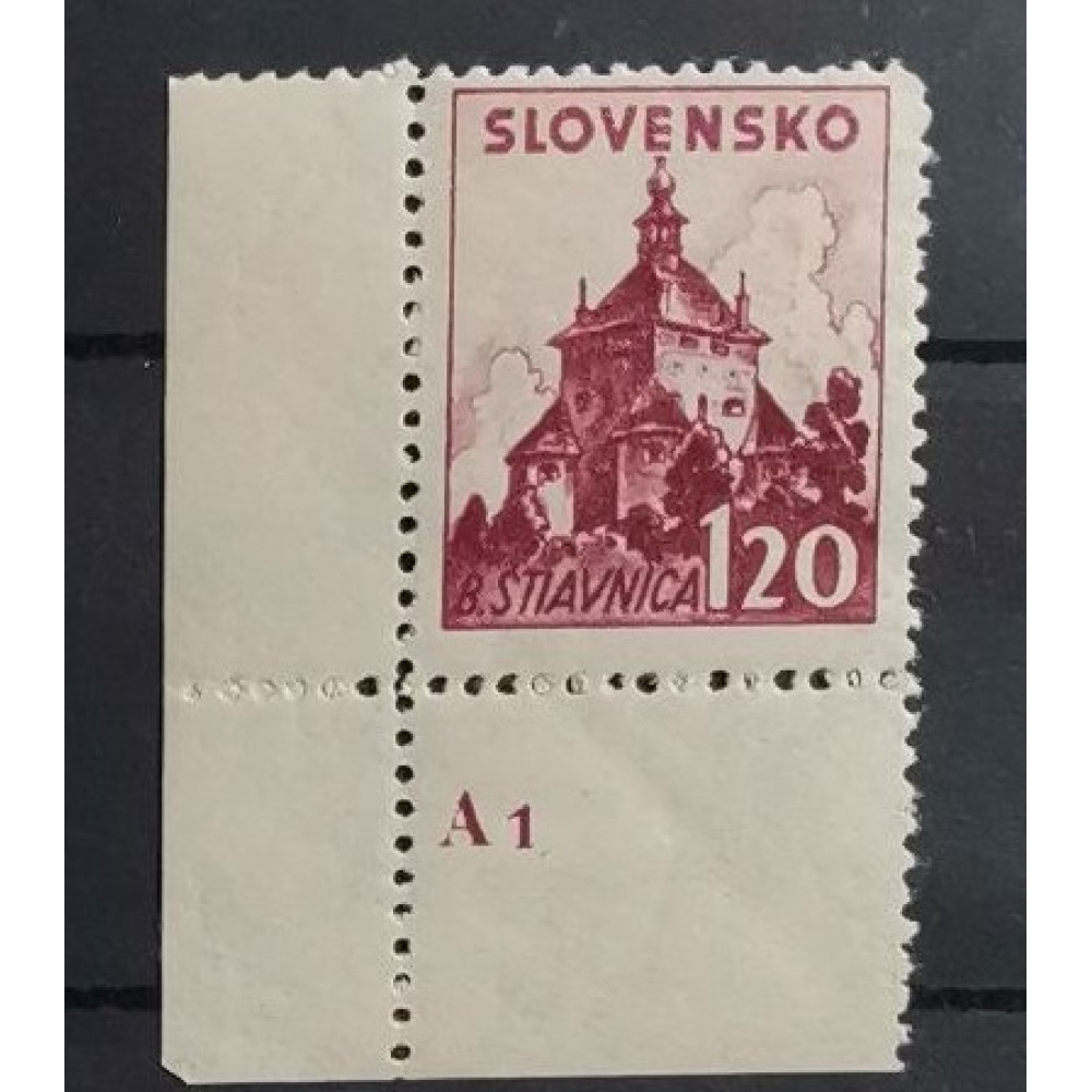 Sello con número de plancha Estado Eslovaco, Mi.52, MNH** 