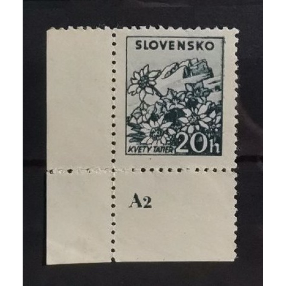 Selo com número de chapa Estado Eslovaco, 20H, Mi.73YA, MNH** 