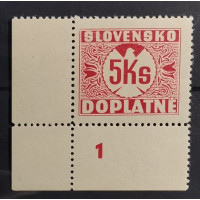 Známky s deskovým číslem Slovenský štát, 5 Ks, Pof.DL10X** 