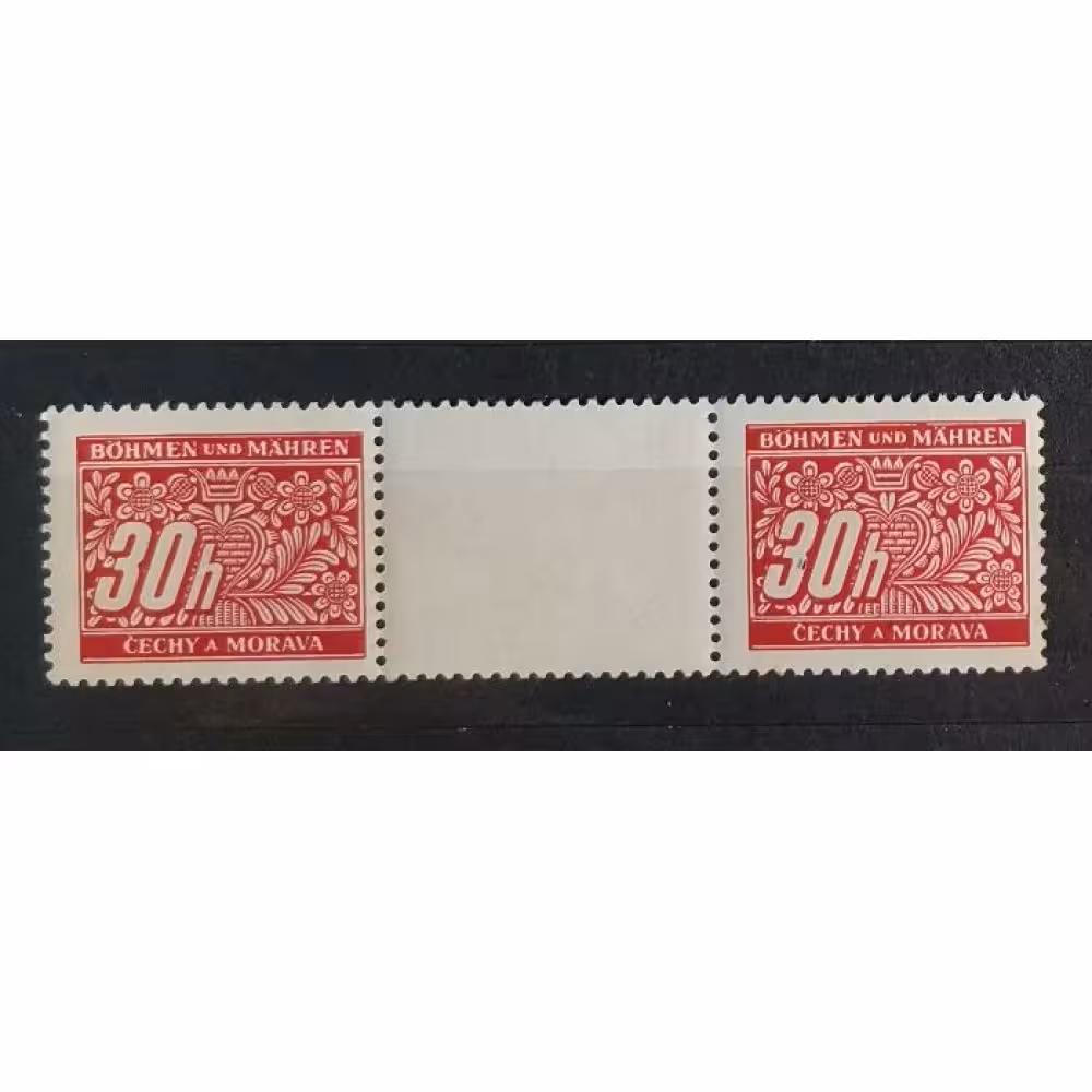 Pareja con interpanel Protectorado de Bohemia y Moravia, 30H, Mi.4 Port., MNH** 