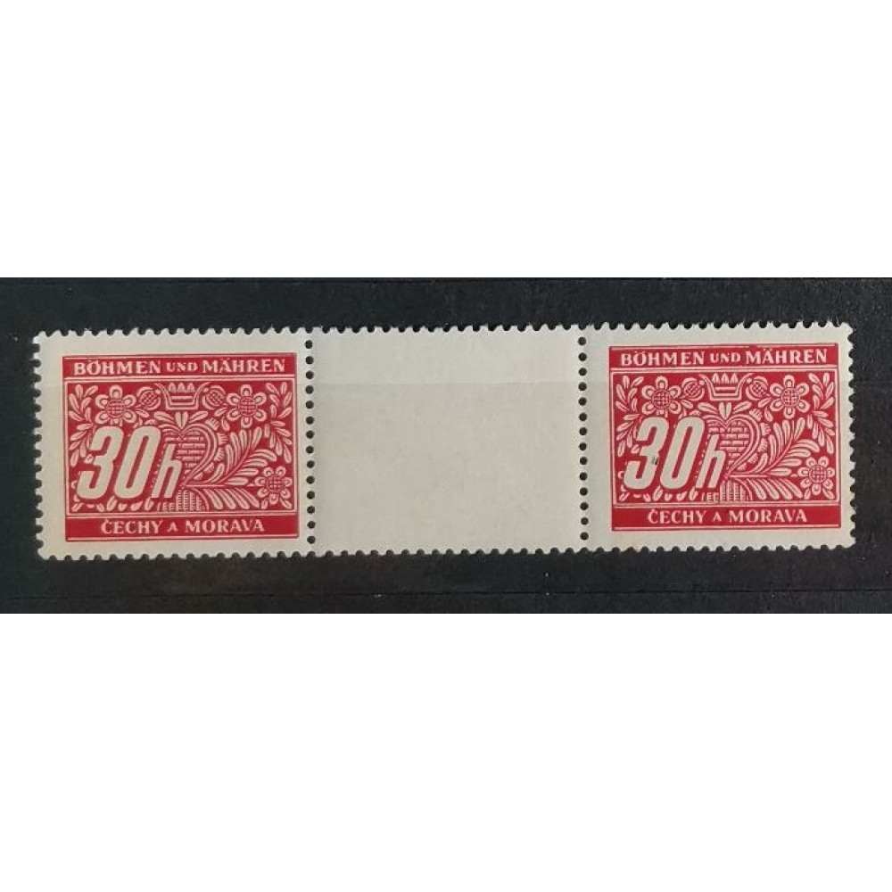 Par com interpainel Protetorado da Boêmia e Morávia, 30H, Mi.4 Port., MNH** 