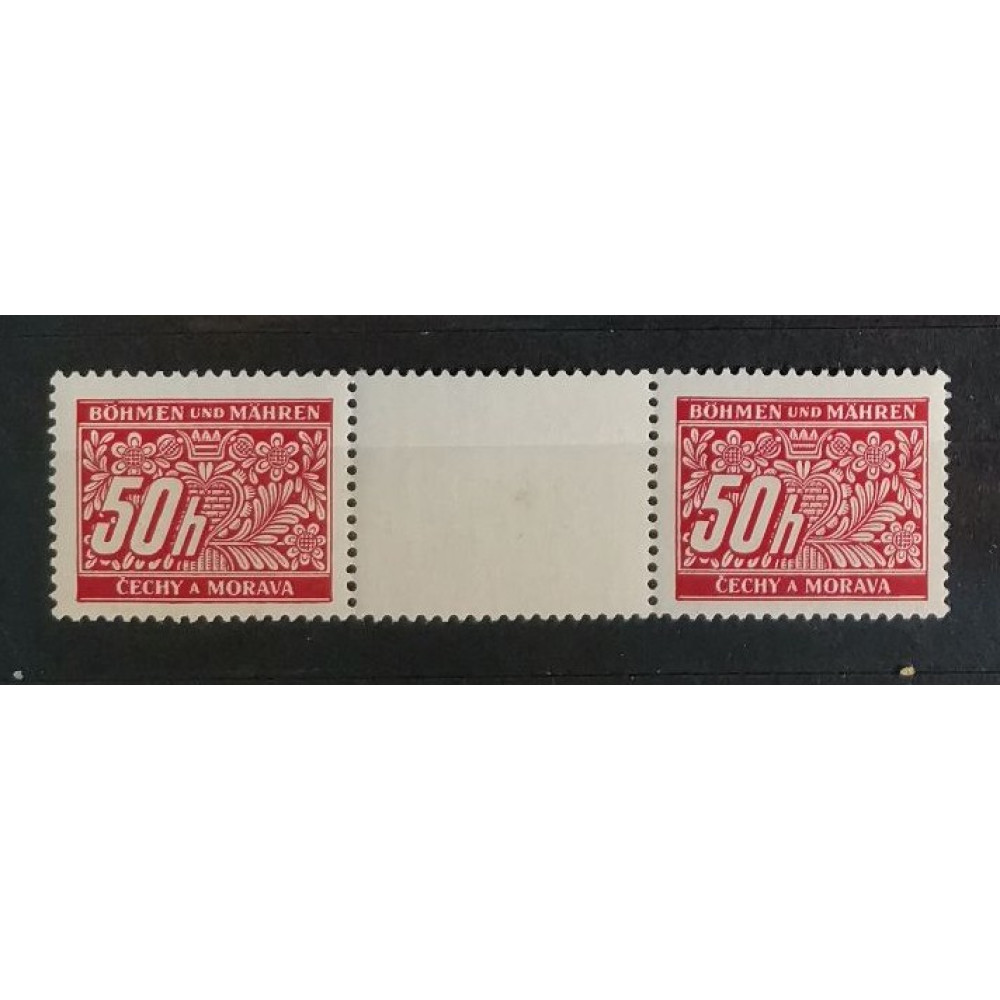 Gutter marks Bohemia and Moravia protectorate, 50H, Mi.6 Port., MNH** 