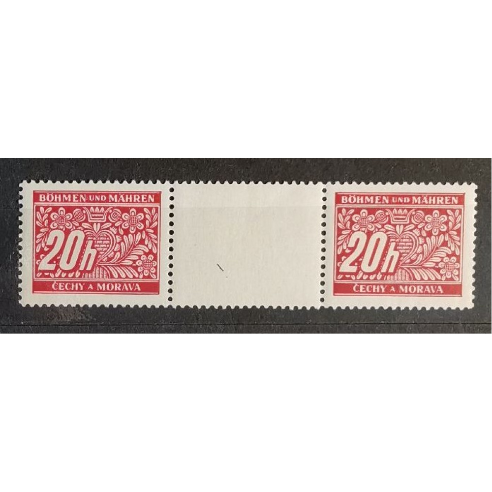 Pareja con interpanel Protectorado de Bohemia y Moravia, 20H, Mi.3 Port., MNH** 