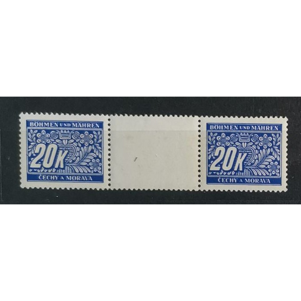 Par com interpainel Protetorado da Boêmia e Morávia, 20K, Mi.14 Port., MNH** 