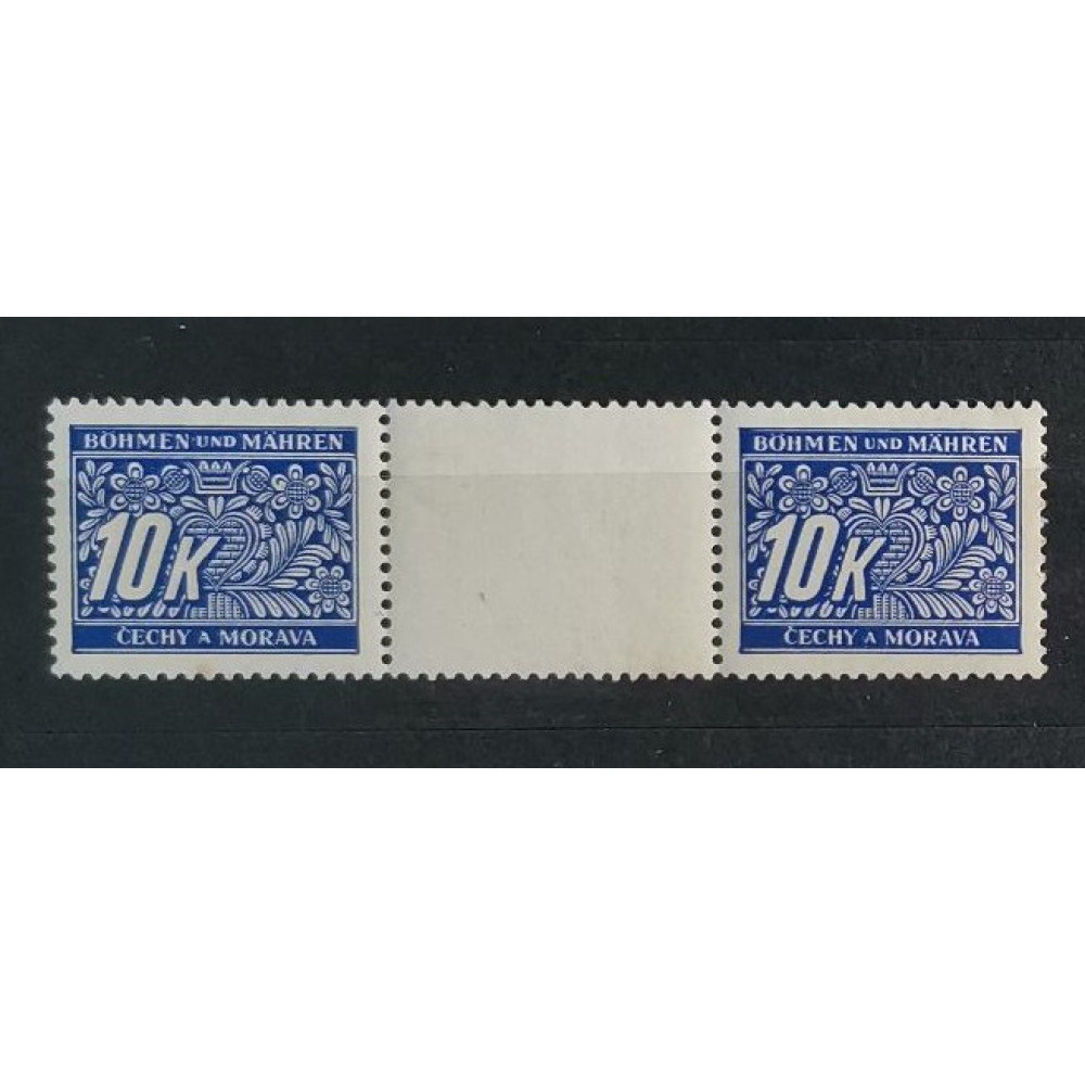 Pareja con interpanel Protectorado de Bohemia y Moravia, 10K, Mi.13 Port., MNH** 