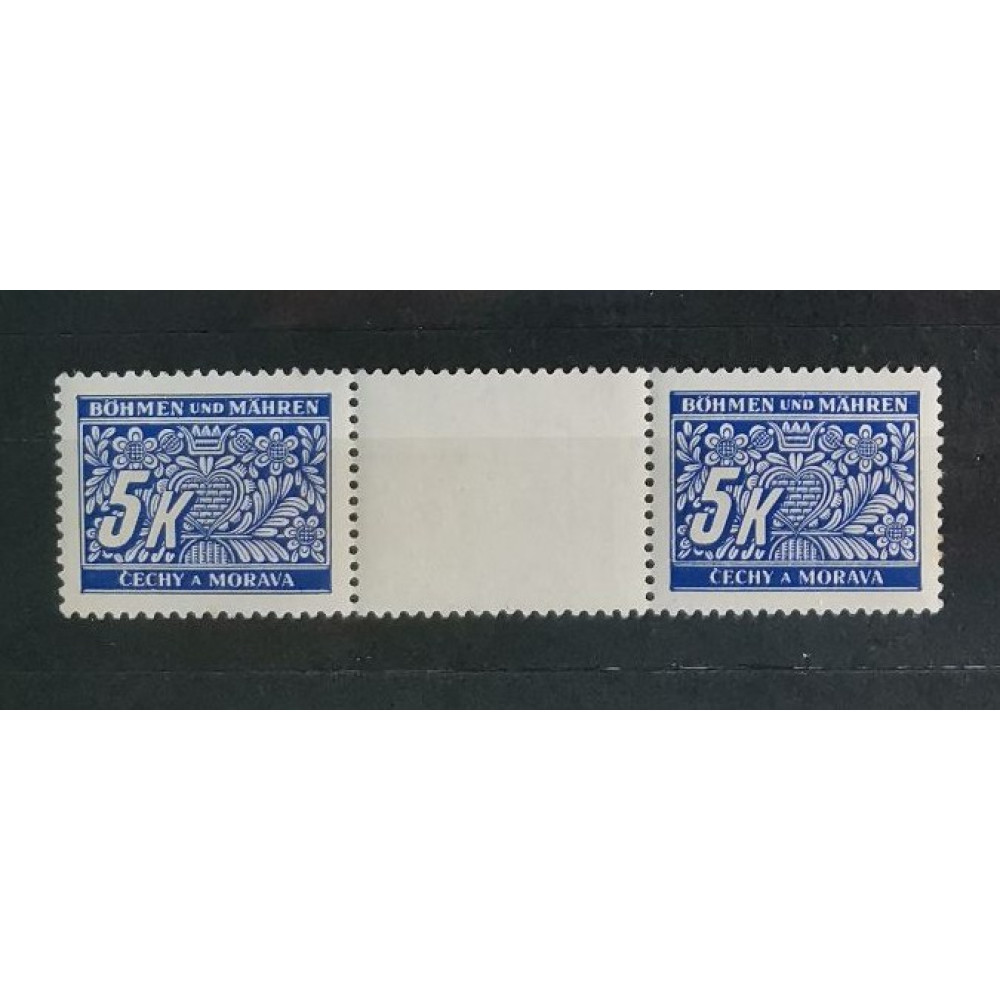 Pareja con interpanel Protectorado de Bohemia y Moravia, 5K, Mi.12 Port., MNH** 