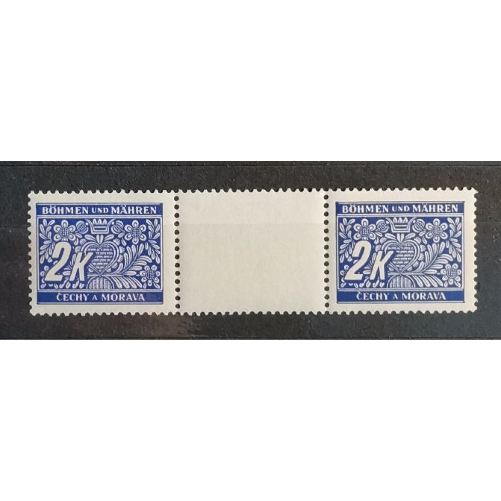 Pareja con interpanel Protectorado de Bohemia y Moravia, 2K, Mi.11 Port., MNH** 