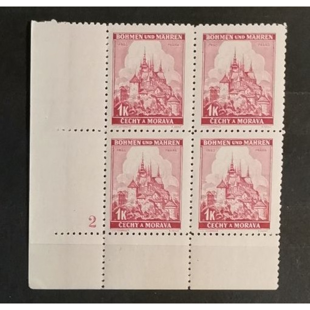 Selo com número de chapa Protetorado da Boêmia e Morávia, 1K, Mi.28, MNH** 