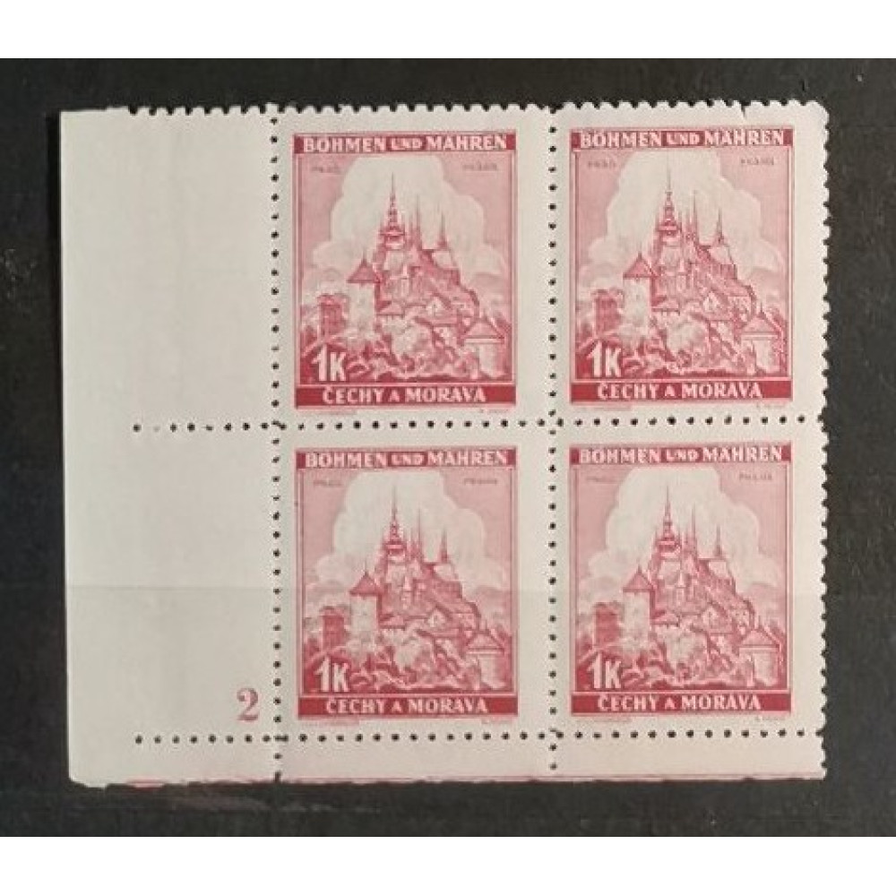 Sello con número de plancha Protectorado de Bohemia y Moravia, 1K, Mi.28, MNH** 