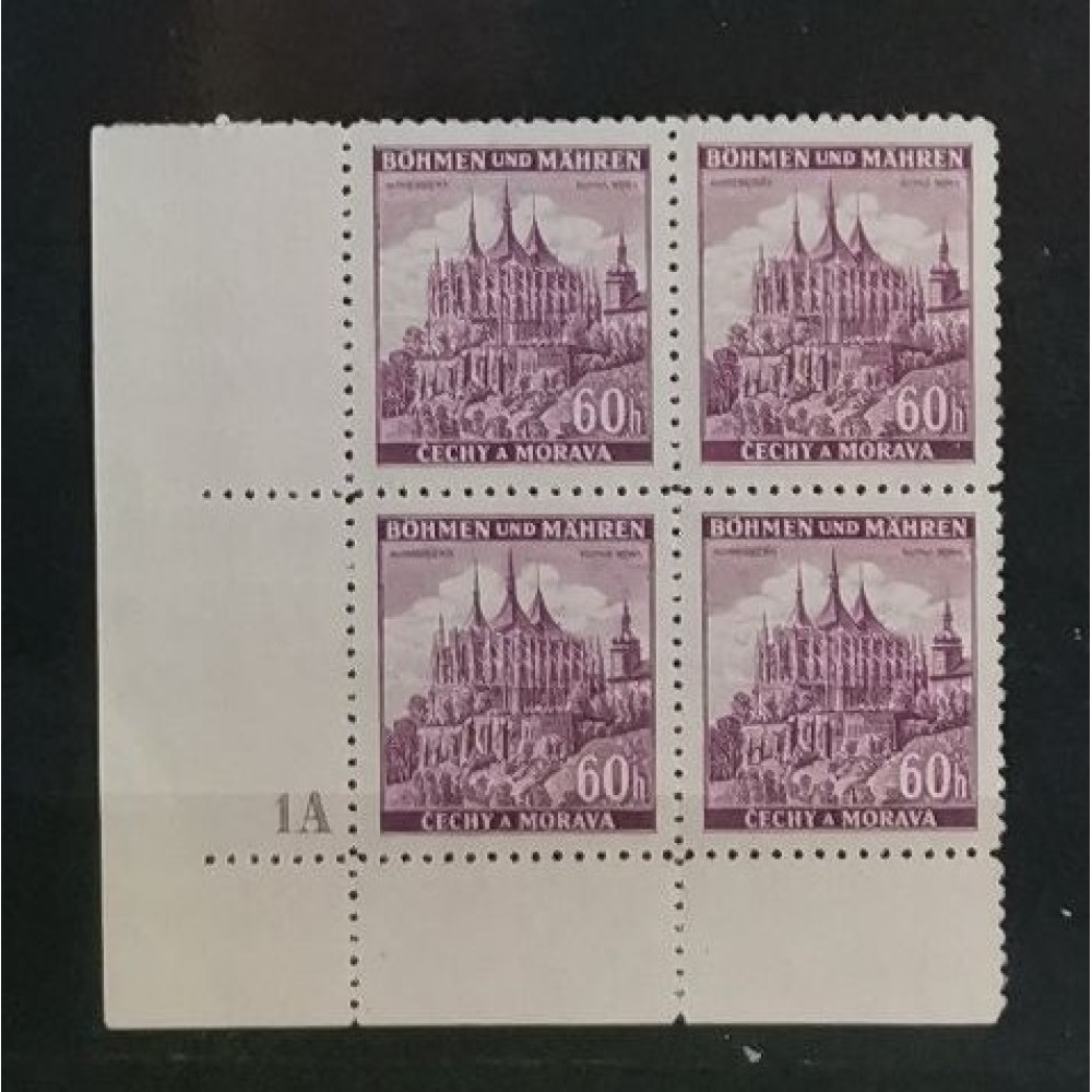 Sello con número de plancha Protectorado de Bohemia y Moravia, 60H, Mi.27, MNH** 