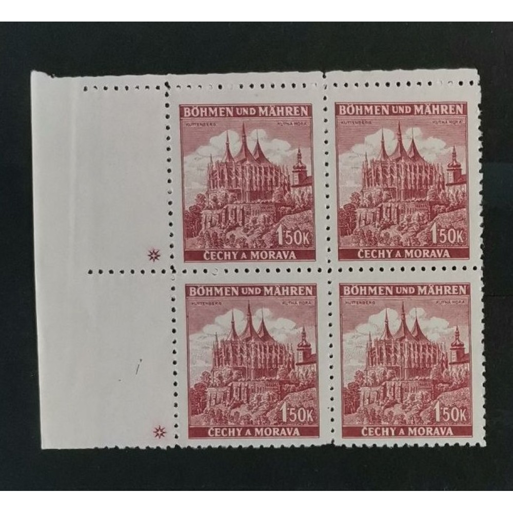 Sello con número de plancha Protectorado de Bohemia y Moravia, 1.50K, Mi.69, MNH** 