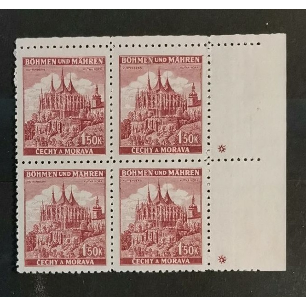 Briefmarken mit Kennzeichen Böhmen und Mähren Protektorat, 1.50K, Mi.69** 