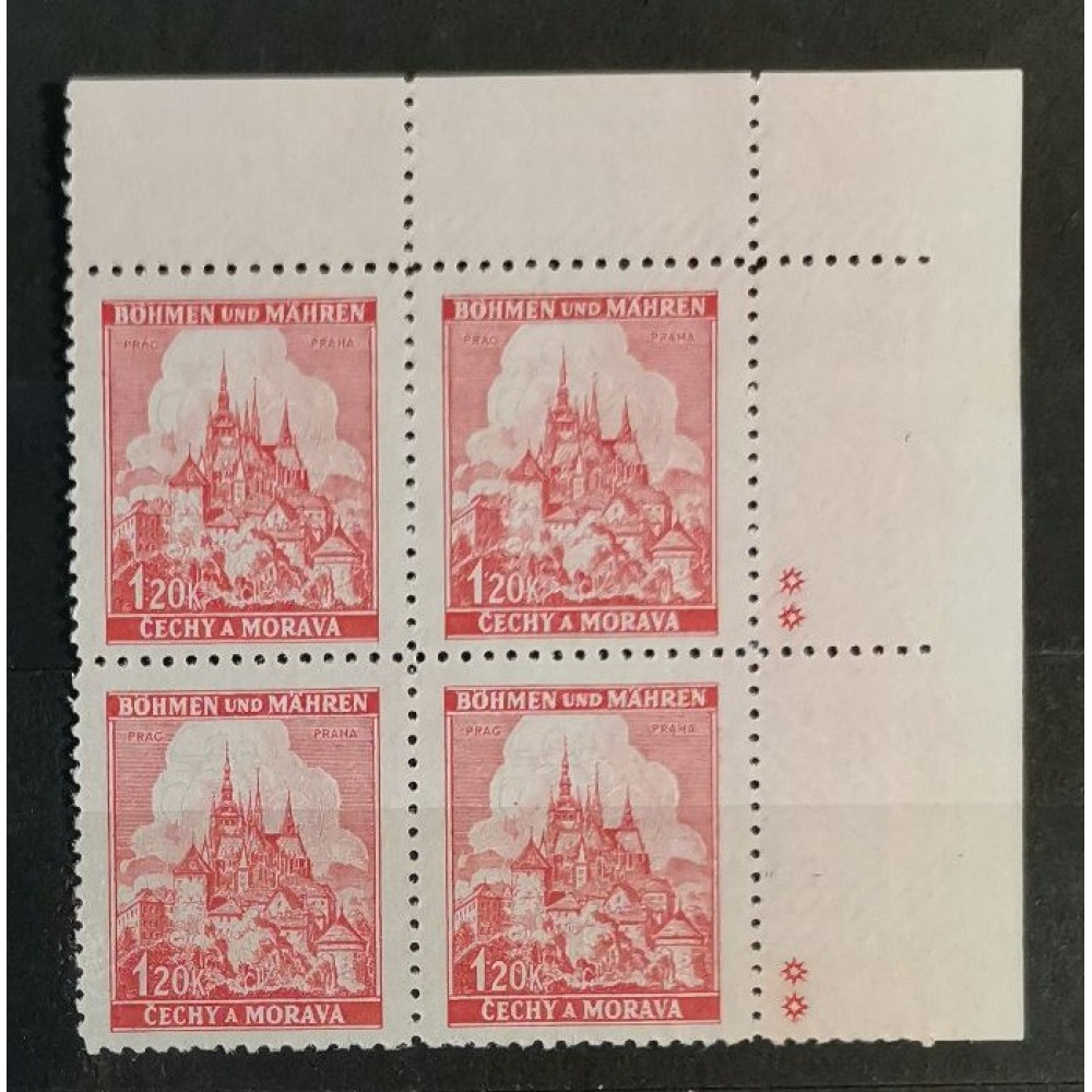 Sello con número de plancha Protectorado de Bohemia y Moravia, 1.20K, Mi.68, MNH** 