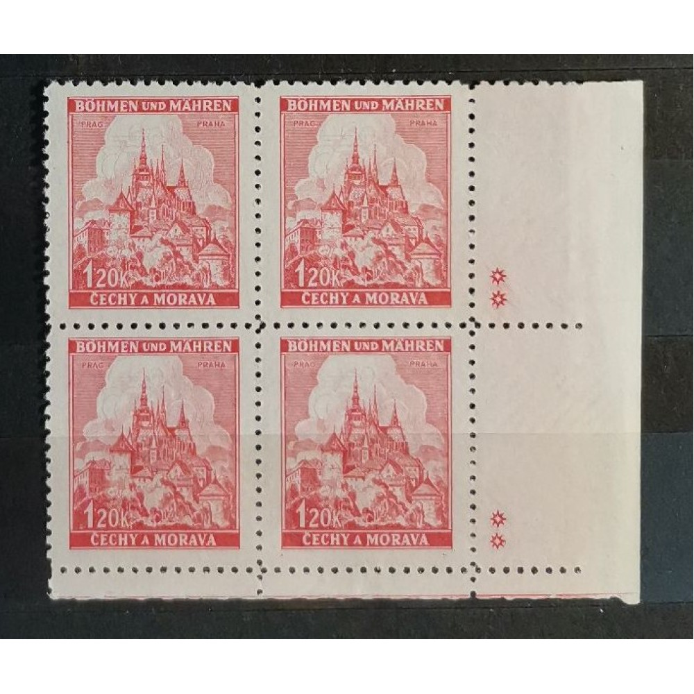 Sello con número de plancha Protectorado de Bohemia y Moravia, 1.20K, Mi.68, MNH** 