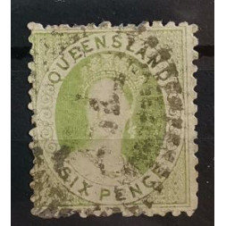 Briefmarke Queensland, 6d, Sg.34# , zoubkování: 14-16