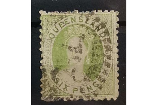 Známka Queensland, 6d, Sg.34# , zoubkování: 14-16