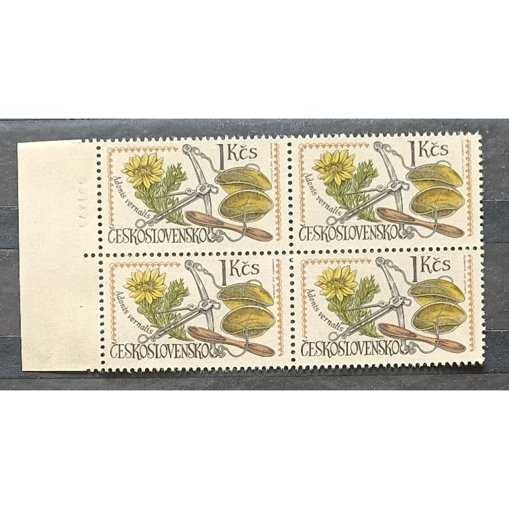 Bloque de cuatro Checoslovaquia, 1Kčs, Mi.2025, MNH** 