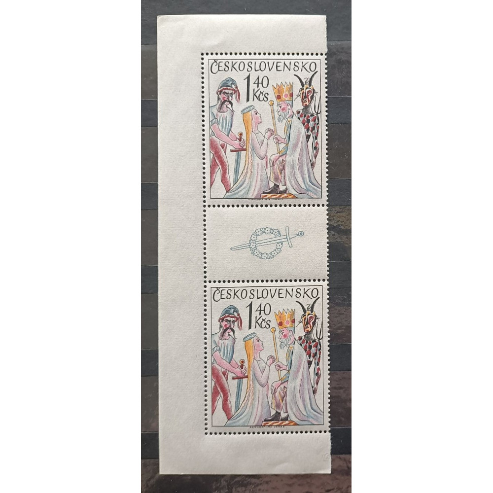 Pareja con interpanel Checoslovaquia, 1,40Kčs, Mi.2250, MNH** 