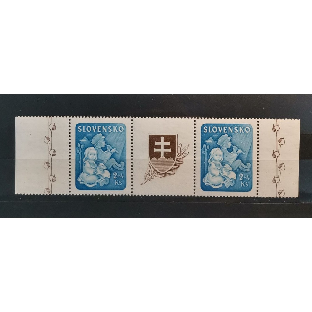 Pareja con interpanel Estado Eslovaco, 2+4 Ks, Mi.155, MNH** 
