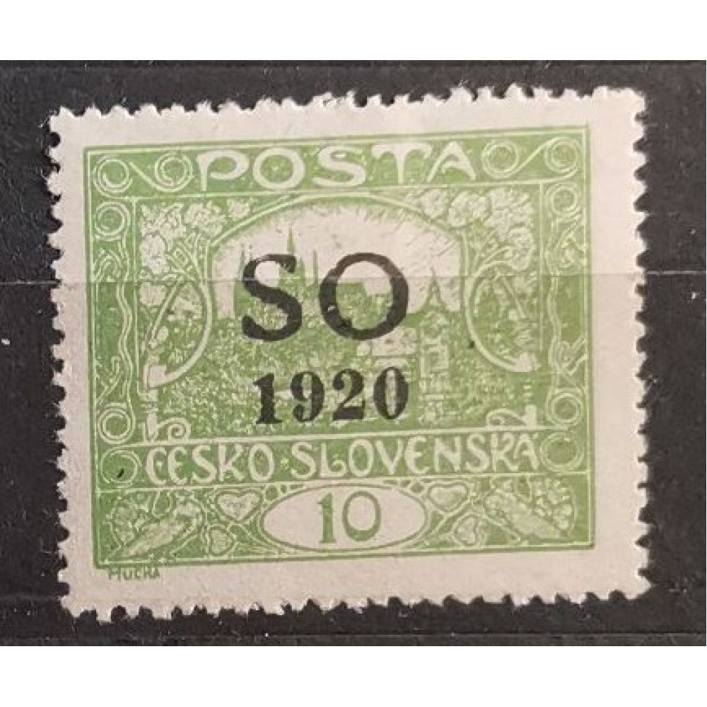 Briefmarke Tschechoslowakie, 10h, Mi.5* , zoubkování: A: 13 3/4: 13 1/2