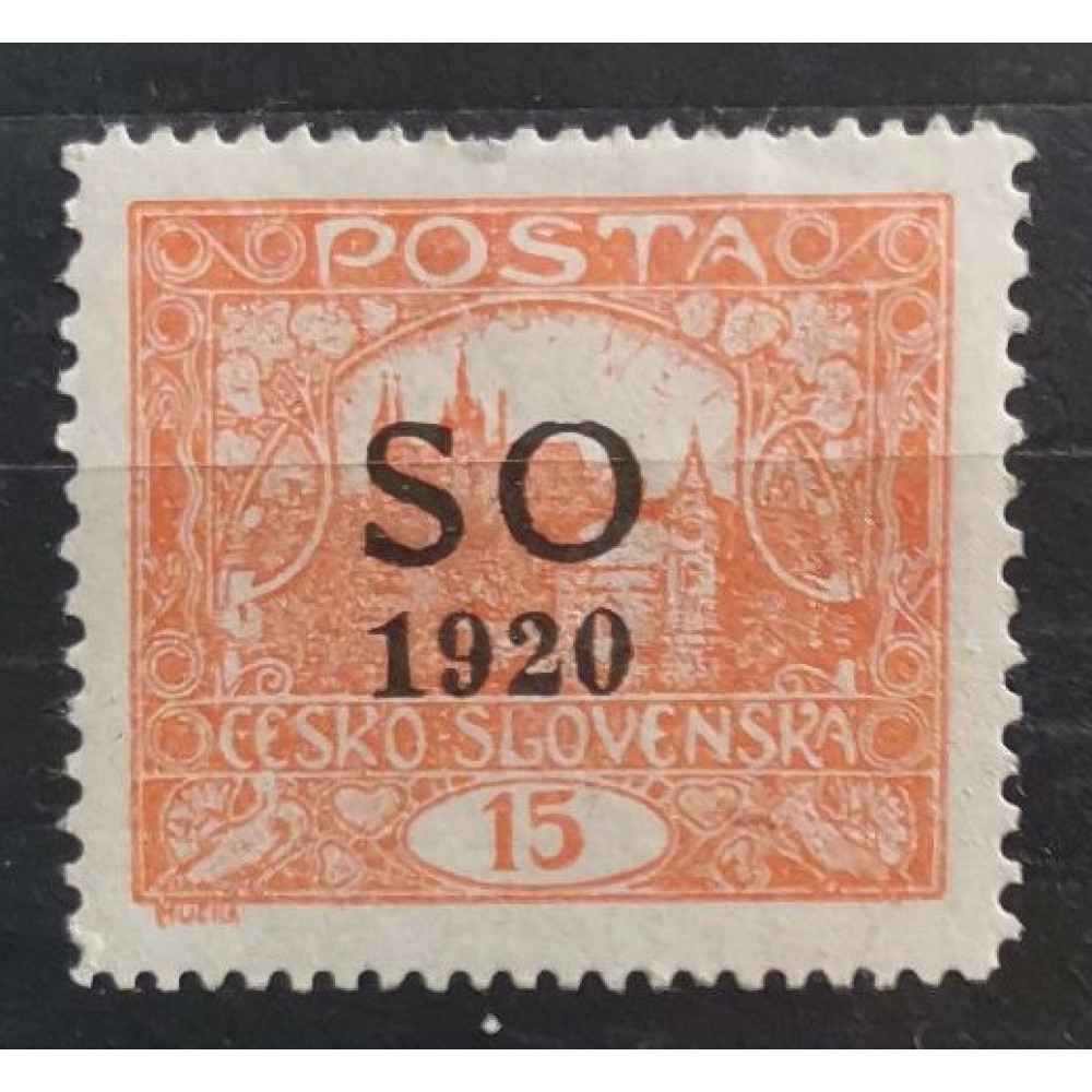 Briefmarke Tschechoslowakie, 15h, Mi.6* , zoubkování: D: 13 3/4:11 1/2