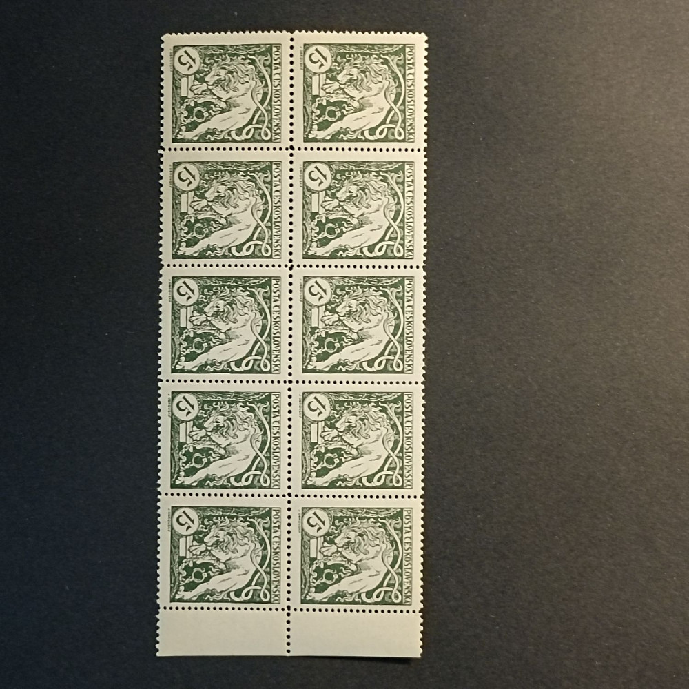 Pliego completo Checoslovaquia, 15h, Mi.34, MNH** , perforation: B