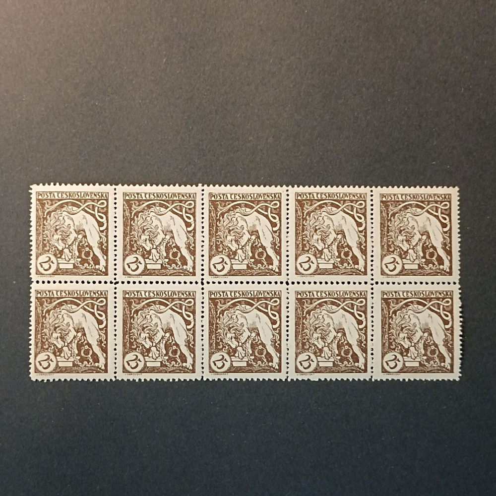 Pliego completo Checoslovaquia, 25h, Mi.35, MNH** , perforation: B