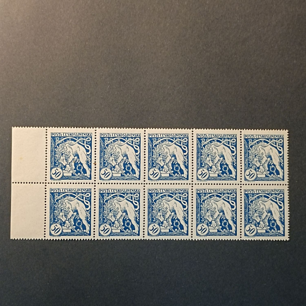 Pliego completo Checoslovaquia, 50h, Mi.36, MNH** , perforation: A