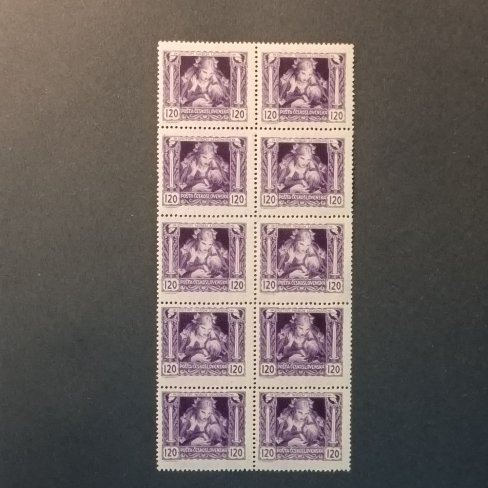Pliego completo Checoslovaquia, 120h, Mi.39, MNH** , perforation: A