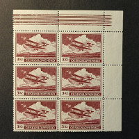 Block of stamps Czechoslovakia, 3 Kč, Mi.306, MH* 