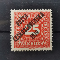 Známka ČSR PČ 1919 , 25h, Pof.76*, II. typ přetisku 