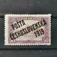 Známka ČSR PČ 1919 , 50f, Pof.111*, I. typ přetisku 