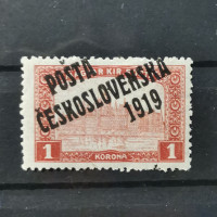Známka ČSR PČ 1919 , 1K, Pof.114*, II. typ přetisku 