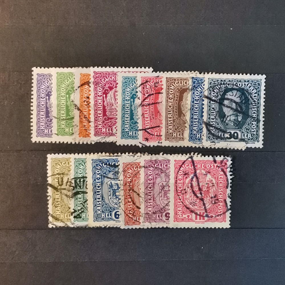Série Áustria, 3H-1Kr, Mi.185-199-199, usado# 
