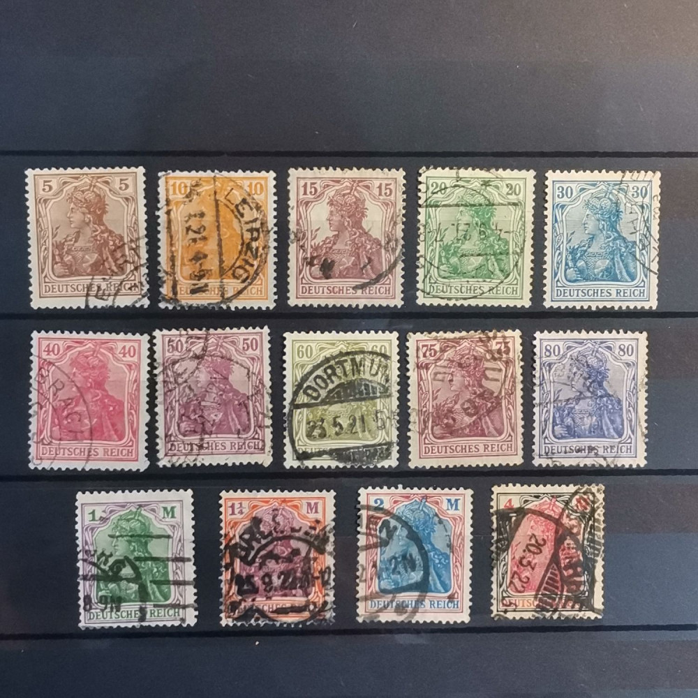 Set German Empire, 5Pfg.-30Pfg., Mi.140-153-153-153, used# 