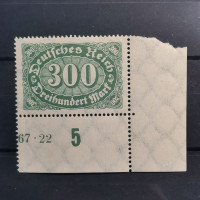 Známky s deskovým číslem Německo, Reich, 300Mk., Mi.249*  Známky s deskovým číslem Německo, Reich, 300Mk., Mi.249*