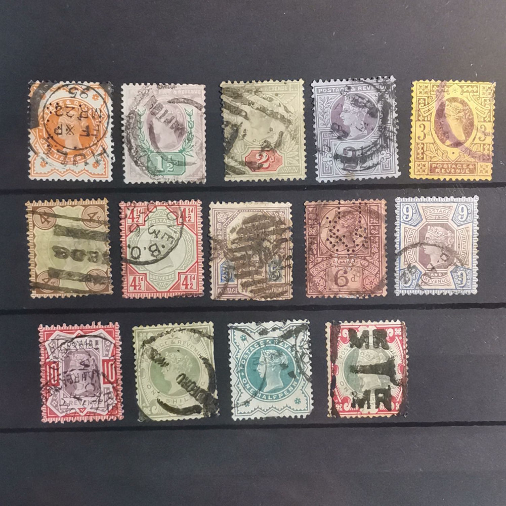 Série Grã-Bretanha, ½P-1Sh, Sg.197-214, usado# 