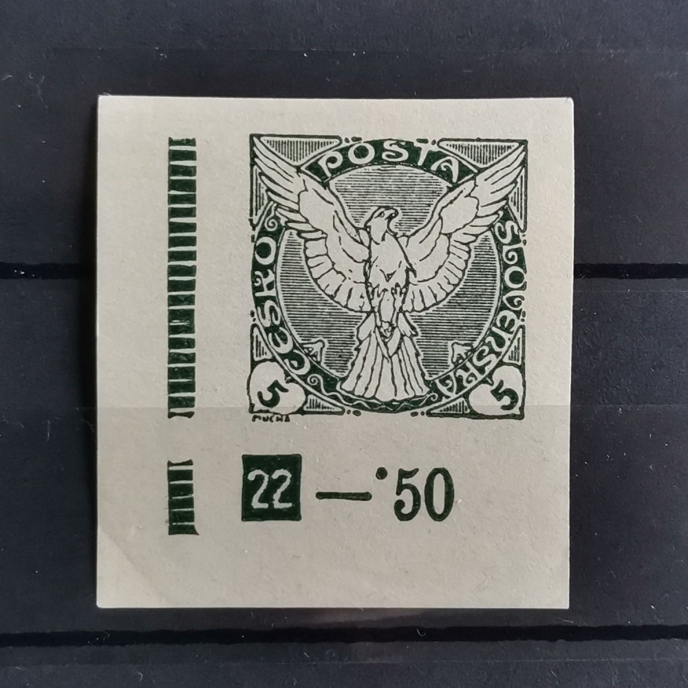 Stamps with plate numbers Czechoslovakia, 5h, Mi.189, MNH** 